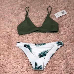 Zaful olive and palm bikini